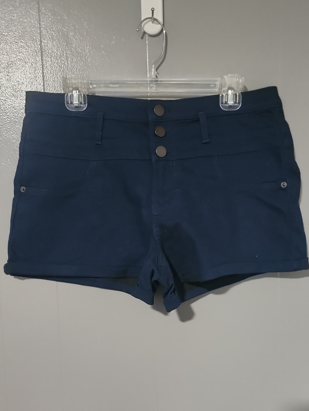 NOBO Navy High-Waist Triple-Button Shorts